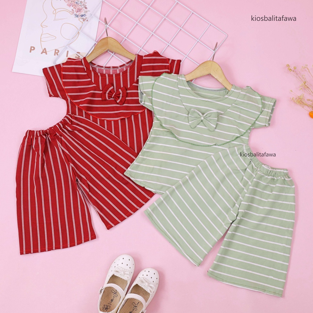 Set Kylie Anak uk 1-2 Tahun - Atasan Bawahan Kulot Perempuan Setelan Baju Import Model Dress Cewek Babycinnamon