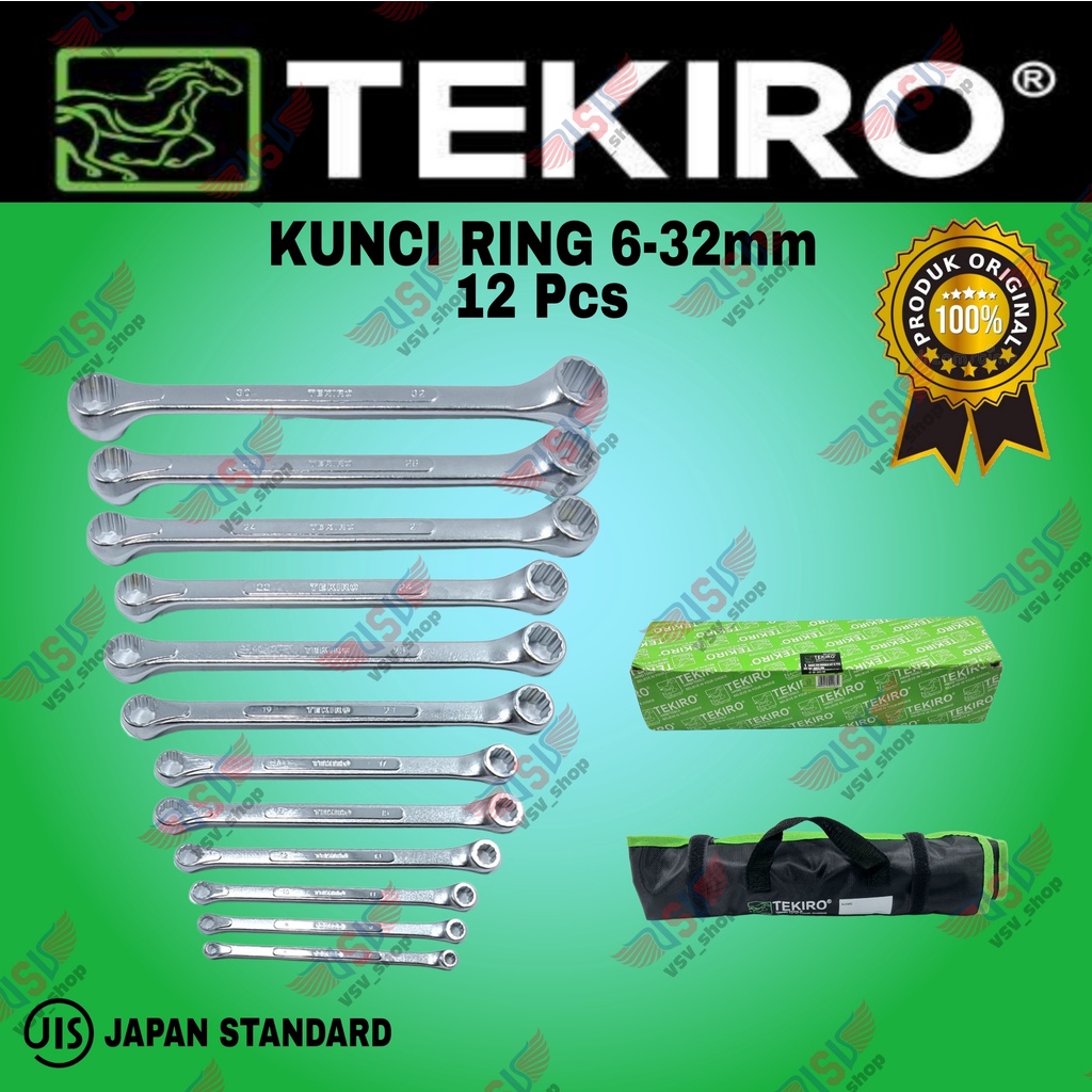 Tekiro kunci ring set 12 pcs 6-32mm / boxes end wrench set tekiro