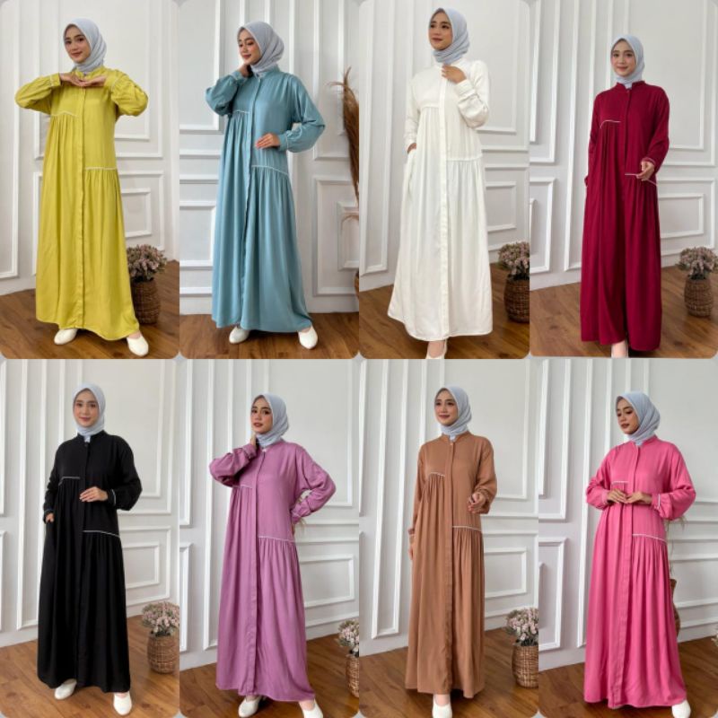 Gamis Remaja Polos Kekinian Model Terbaru Bahan Rayon Twill ukuran Jumbo