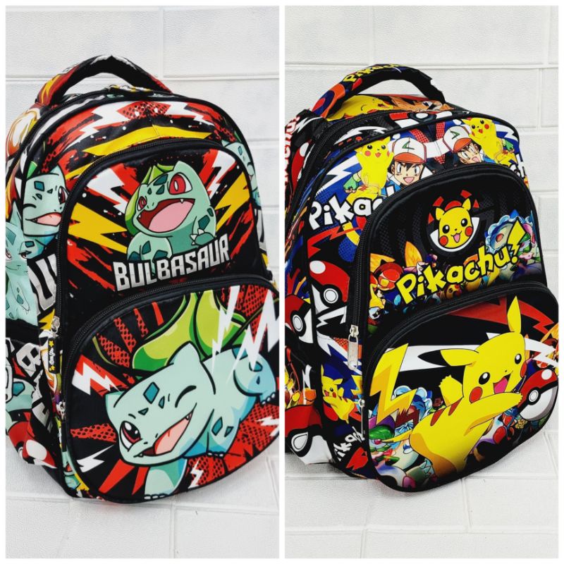 Tas Ransel Sekolah Pokemon PIKACHU - BULBASAUR - CHARMANDER - EEVEE