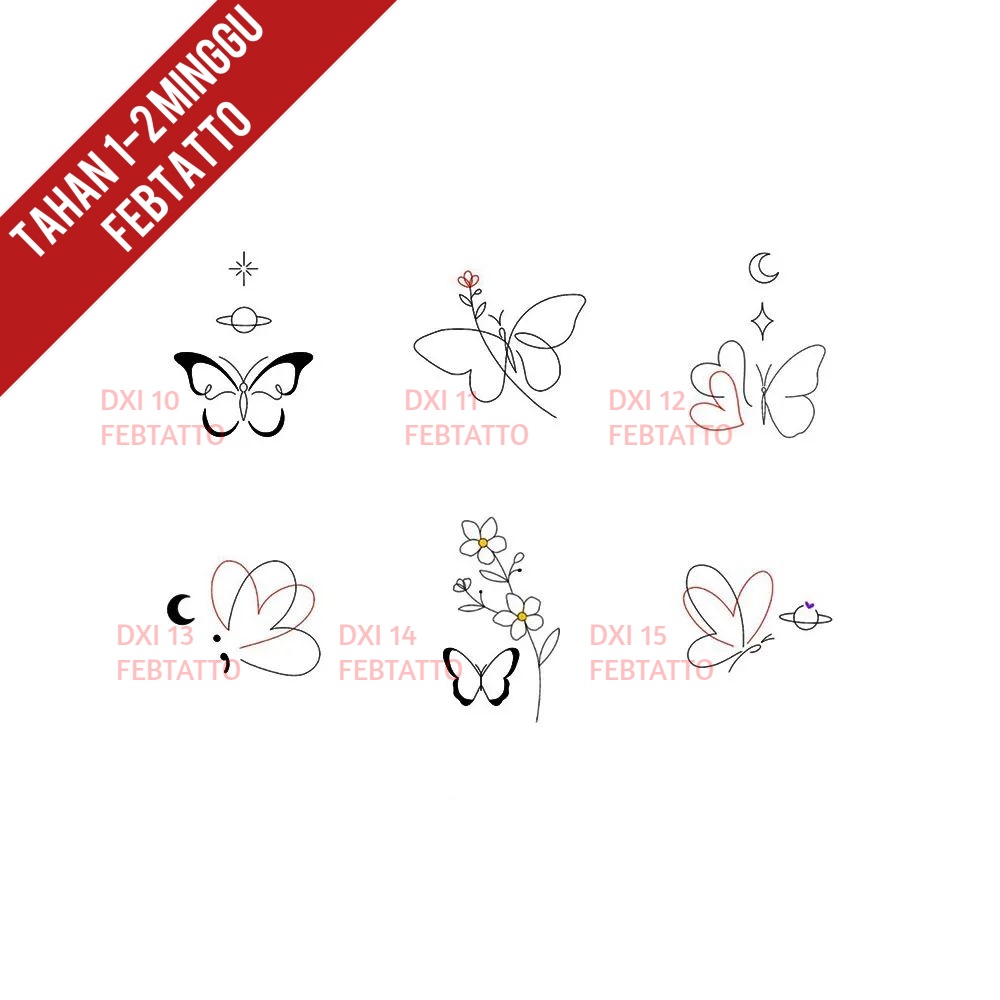 Tato Temporer tato kupu kupu bunga stiker Tato - DXI 10-15