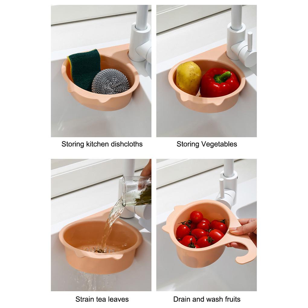 Keranjang Saluran Wastafel Anti Sumbat Penyimpanan Saringan Dapur Rak Keran Reusable Multifungsi Saringan Sayuran Drainer