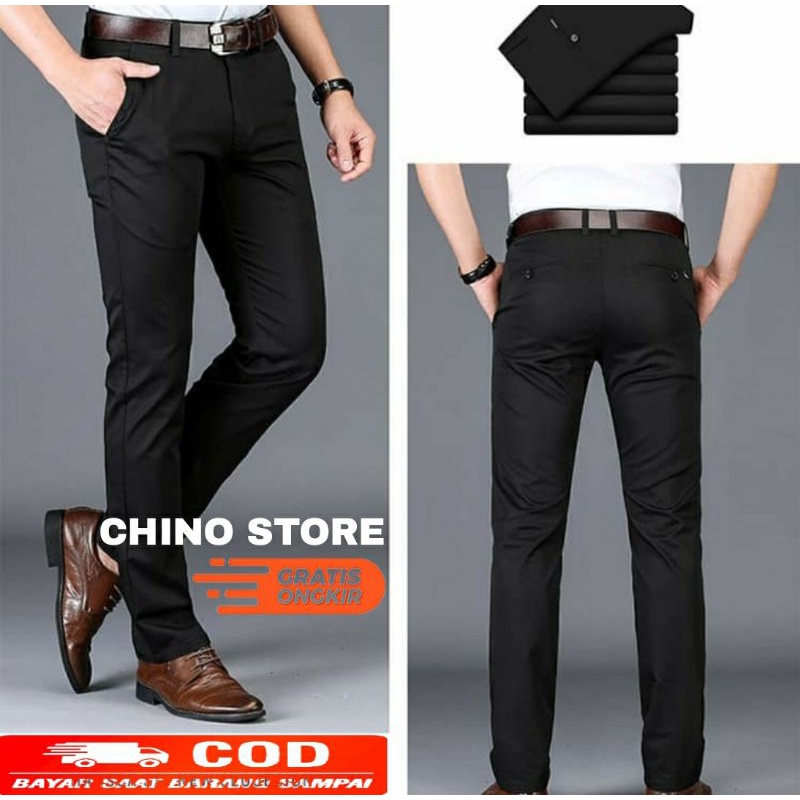 CELANA KANTOR PRIA FORMAL SLIMFIT BAHAN DASAR KAIN WOLL READY SIZE 27-38