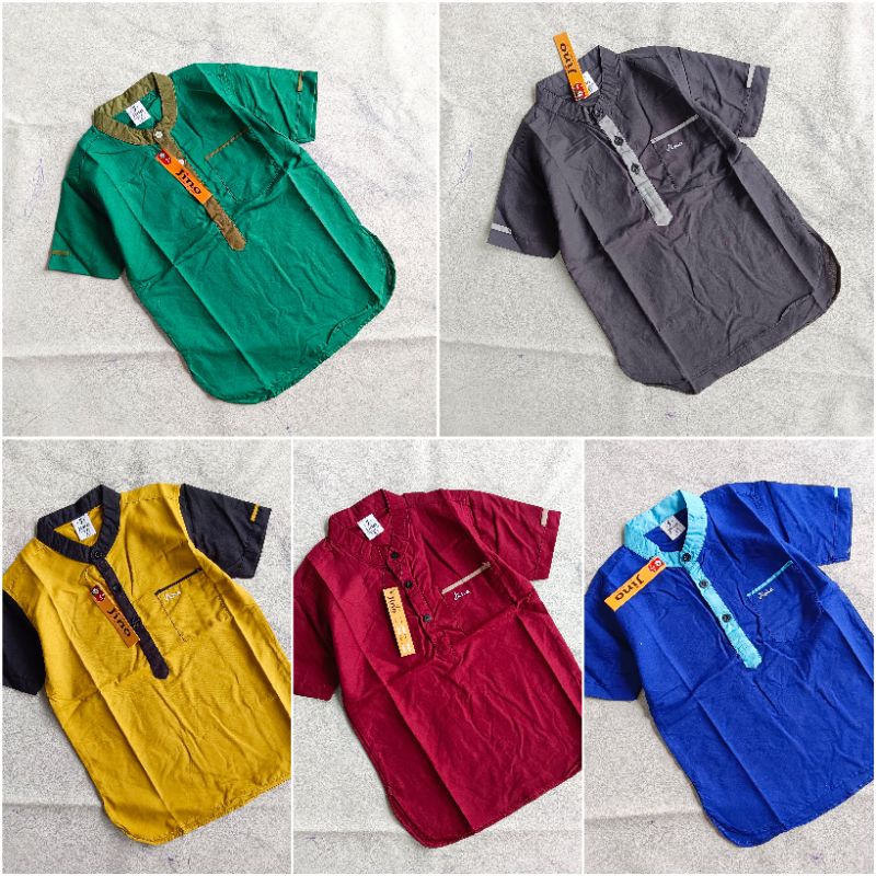 2-9th Atasan Koko Kurta Anak Katun Jino Bordir Kemko Ready