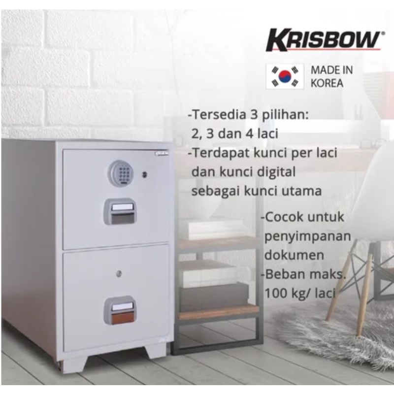 KRISBOW Brankas Tahan Api 2 Tingkat/Fire Resistant Filling Cabinet