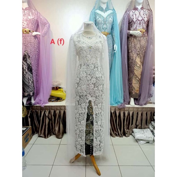 ready kebaya akad nikah Payet sematakai satu set rok kerudung selayer bahu)