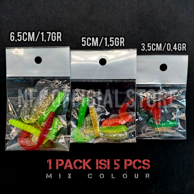 Soft lure 1 Pack isi 5 pcs ( 3,5cm/5cm/6,5cm) WARNA MIX/CAMPUR