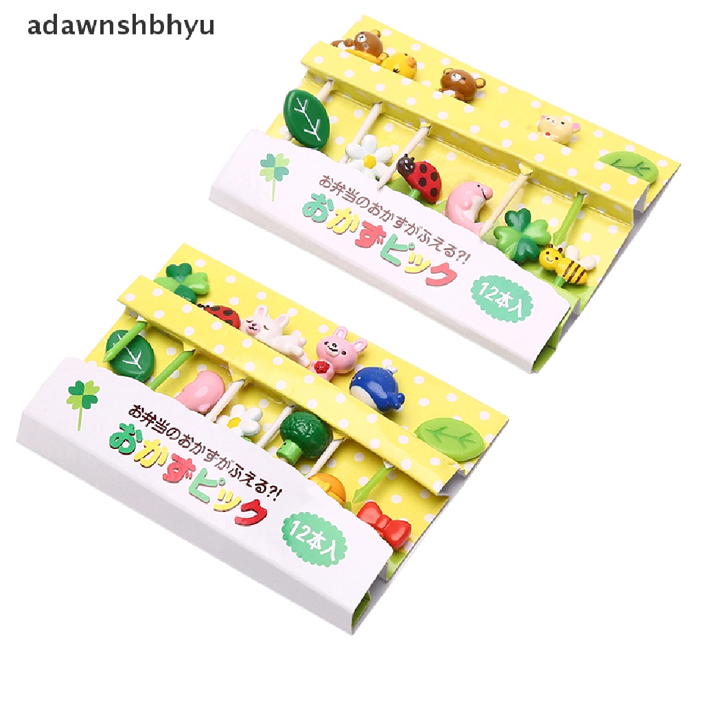 Adawnshbhyu 12PCS /set Tanaman Mini Animal Kartun Food Picks Anak Snack Garpu Buah ID