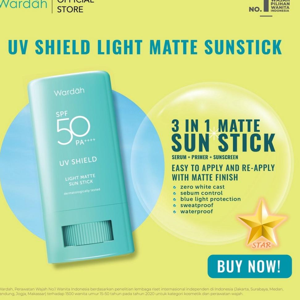Ready Stok ORIGINAL Wardah UV Shield Essential / Active Pro / Aqua Fresh / Matte Stick Sun screen Ge