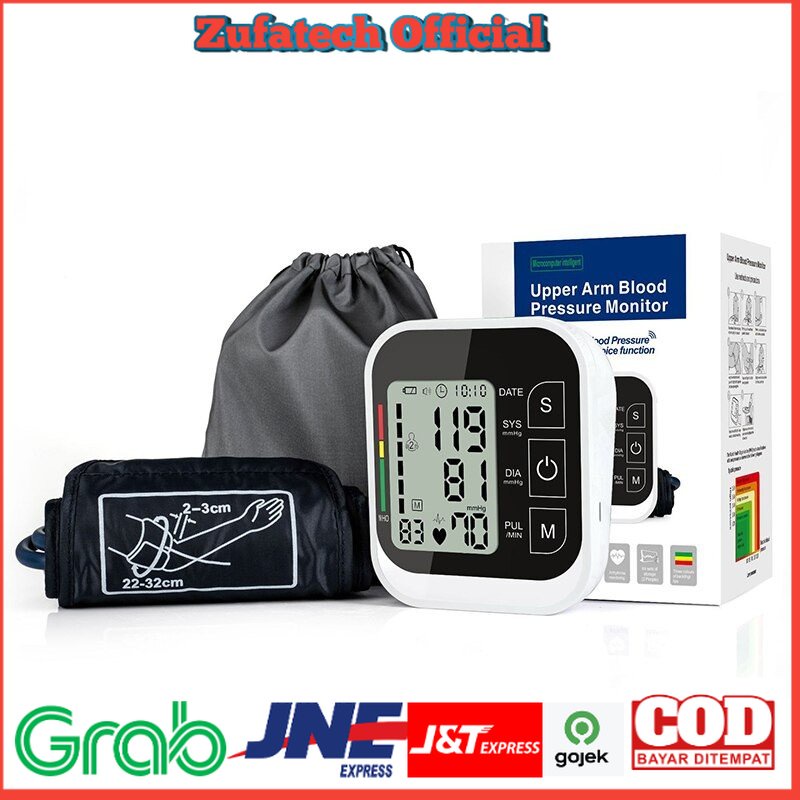 JZIKI Pengukur Tekanan Darah Electronic Sphygmomanometer with Voice - ZK-B877 - Black