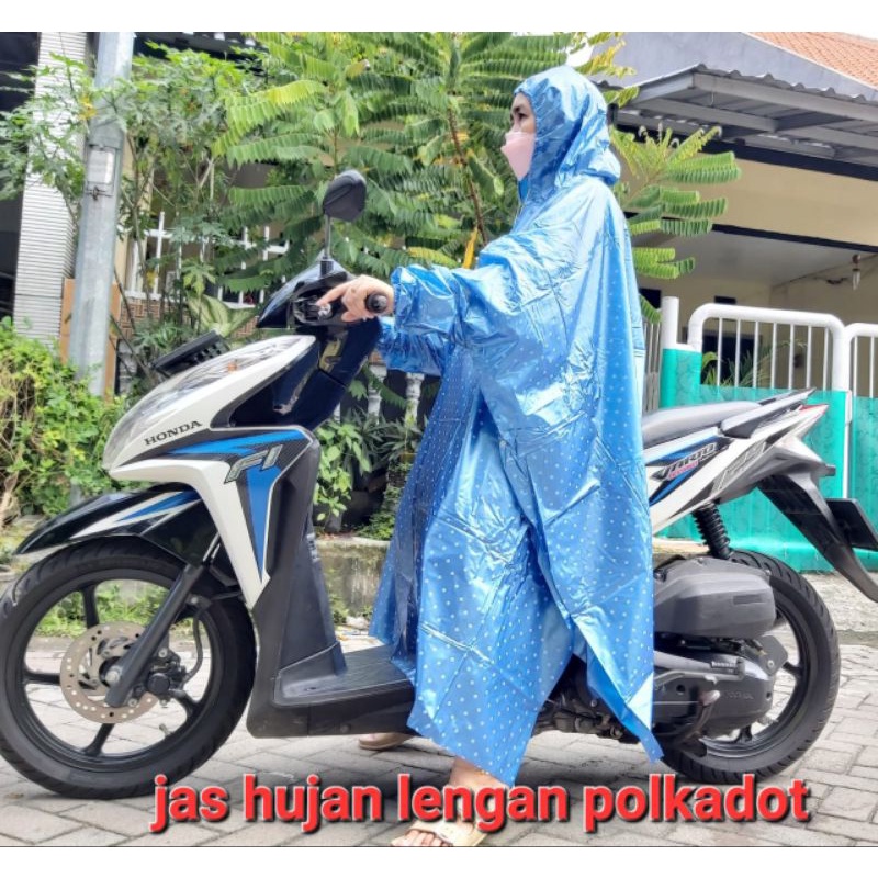 Jas hujan ponco lengan polkadot jas hujan ponco polkadot jas hujan murah mantel jas hujan ponco murah hdpe jas hujan model polkadot