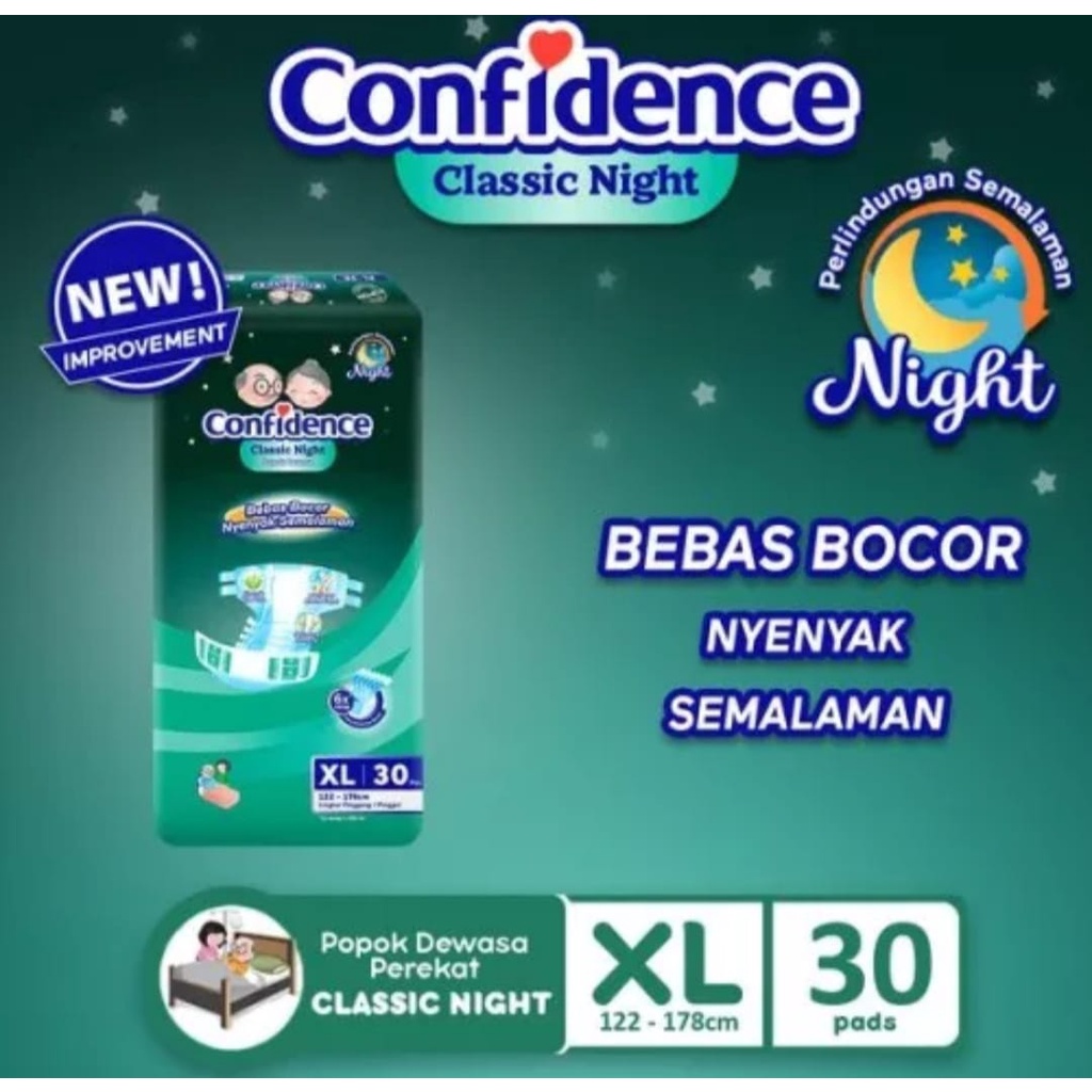 Popok dewasa Confidence Popok Perekat Classic Day/ Night M30 L 30 XL30