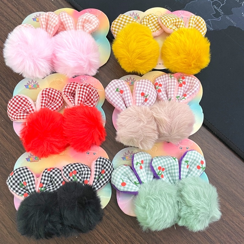 2PCS / SET JEPIT RAMBUT PITA ANAK MODEL KOREA POM POM / JEPITAN RAMBUT PITA LUCU ANAK MODEL KOREAN