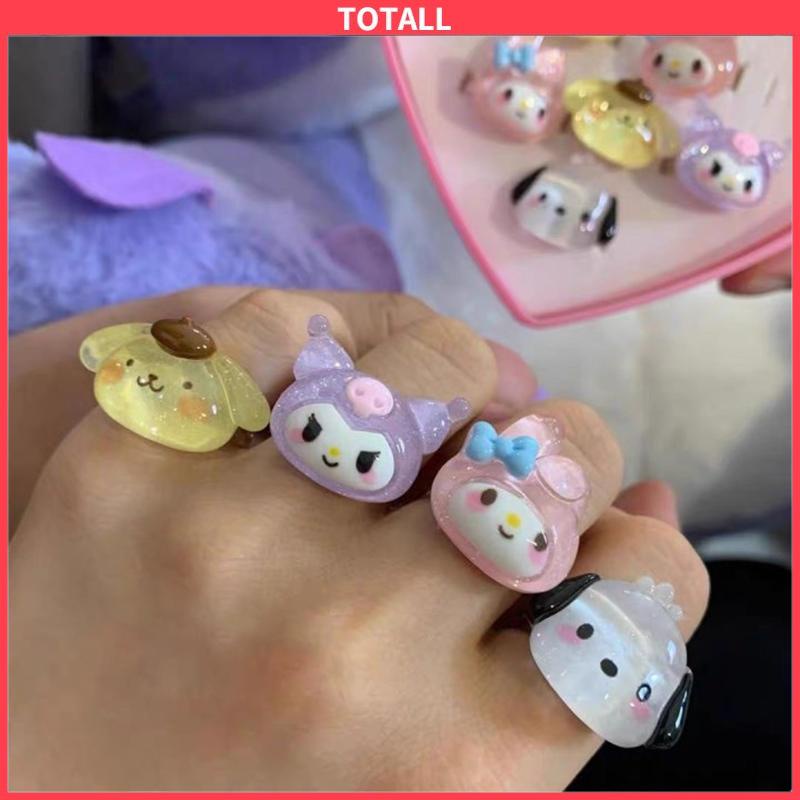 COD Cinnamoroll Anjing Kulomi Cincin Resin Lucu Girly Pasangan Saudara Perempuan Pembuka Pacar Kartun Untuk Pasangan Murah-Totall