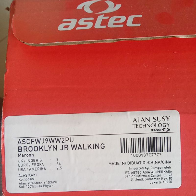 Sepatu Astec Brooklyn Jr Walking maroon
