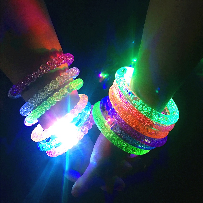 Gelang Pesta Menyala Kedip Nyala LED/ Warna Acak Glow In The Dark Neon Bangle Neon Fluorescence/Koncer Warna Warni Bercahaya Bercahaya