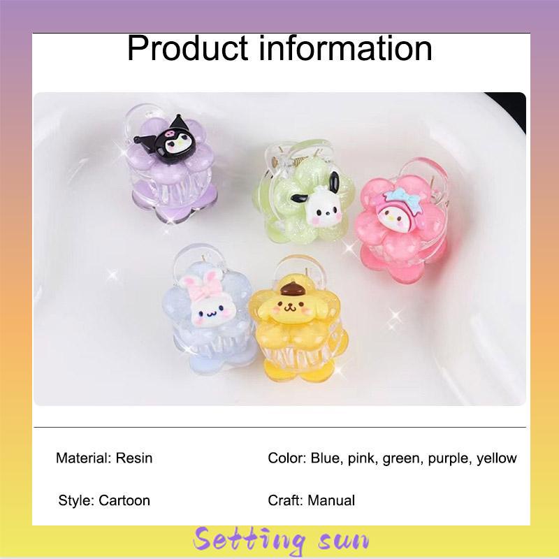 Jepit Rambut Bunga Transparan Cinnamoroll Kuromi Teenage Student Cartoon Sweet Hair Clip TN