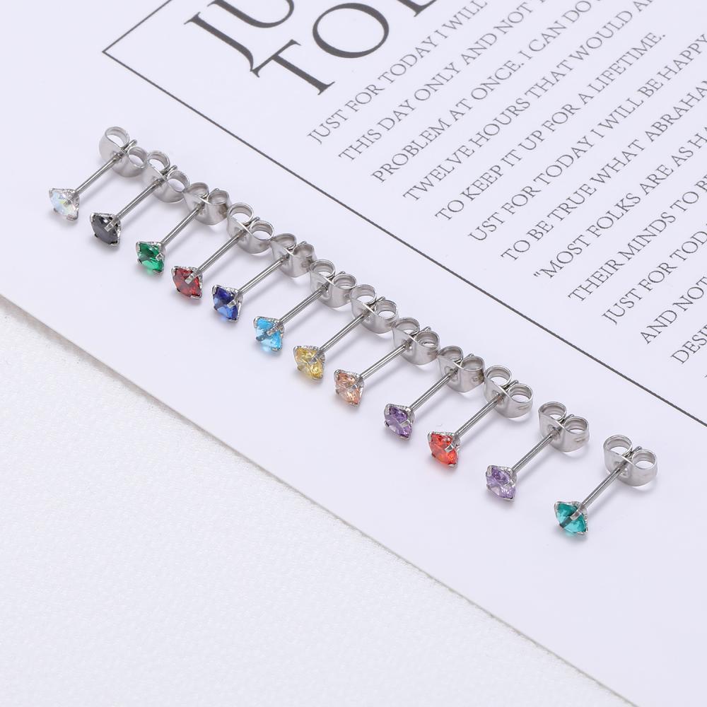 1set Multicolor Kristal Stainless Steel Stud Earrings Mutiara Bola Kristal Tulang Rawan Stud Earrings Helix Keong Tindik