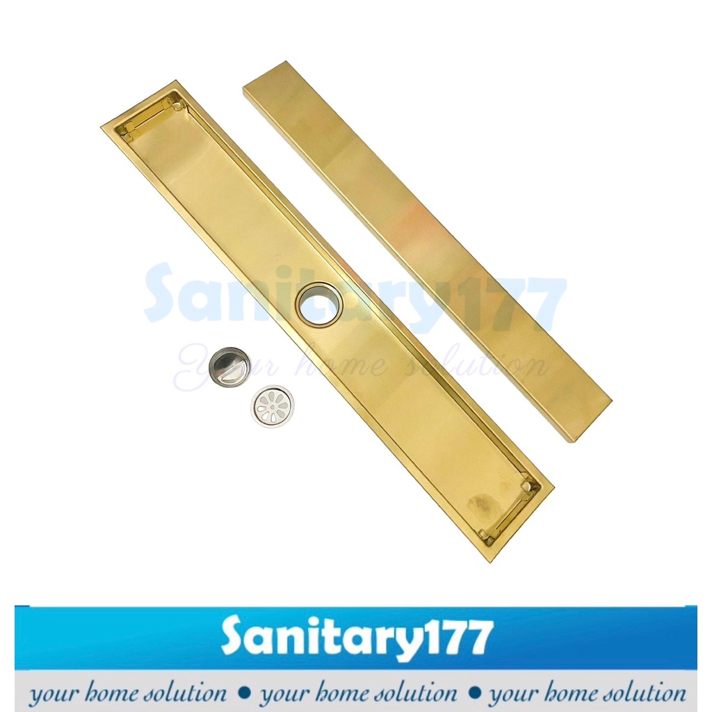 Saringan Got stainless 304 GOLD Panjang 10x60 cm -Floor tile smart Drain 60cm 30cm 10x30 cm stenlis emas gold pembuangan air mandi anti kecoa tikus drainer