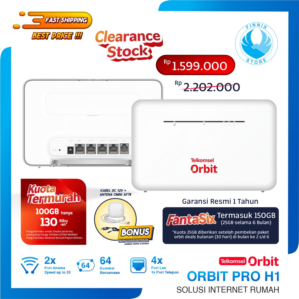 Telkomsel Orbit Pro H1 B535 Wifi Home Router Modem