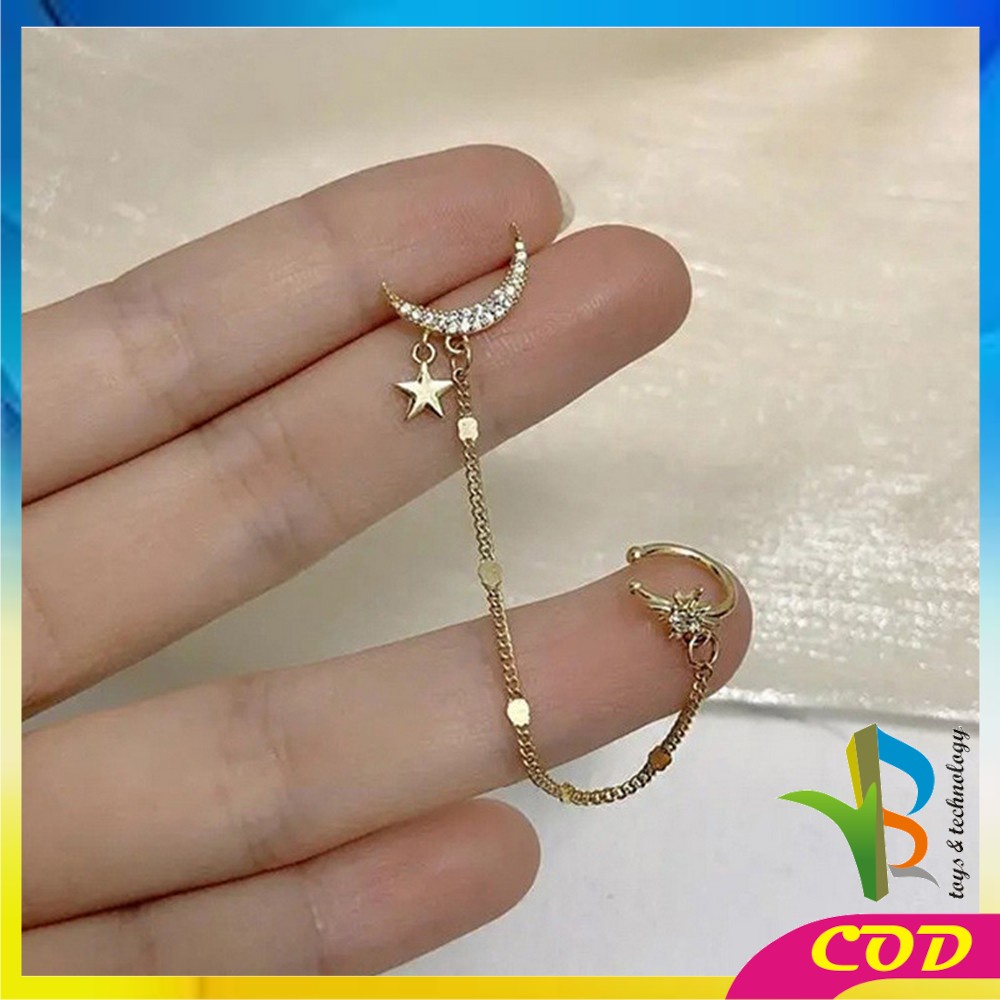 RB-K118 Anting Korea Motif Kupu Kupu Untuk Telinga Kiri Aksen Mutiara Wanita Tanpa Tusuk / Anting Klip Cewek Korean Style