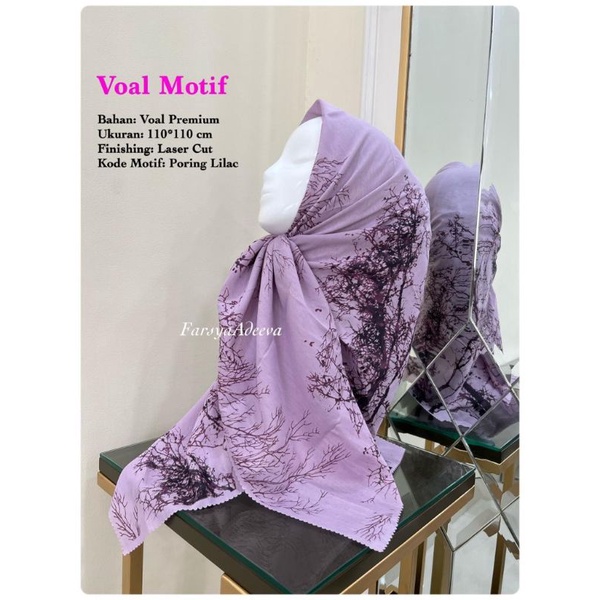 hijab denay segiempat motif ranting Lilac