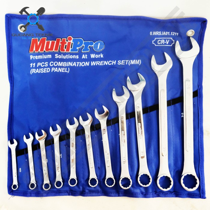 Kunci Pas Ring SET isi 11pcs 8-24mm IA01.1211 MULTIPRO / Kunci Ring Pas isi 11 pcs Set 8-24mm Combination Wrench Set MULTIPRO