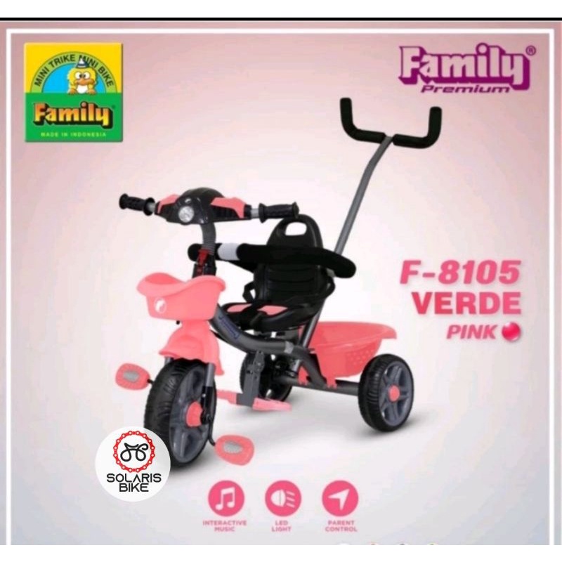 Sepeda Anak Roda Tiga F 8105 Verde Tricycle Family