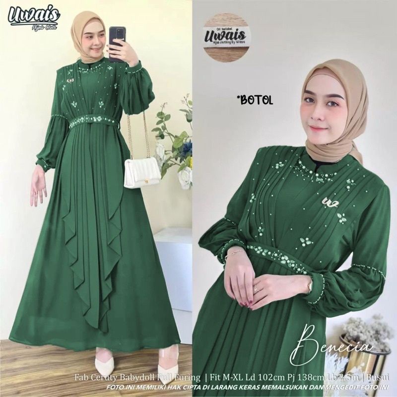 READY …!!!! fashion muslim pakaian muslim wanita  Benecia dress gamis ceruty babydoll aplikasi payet ready stok