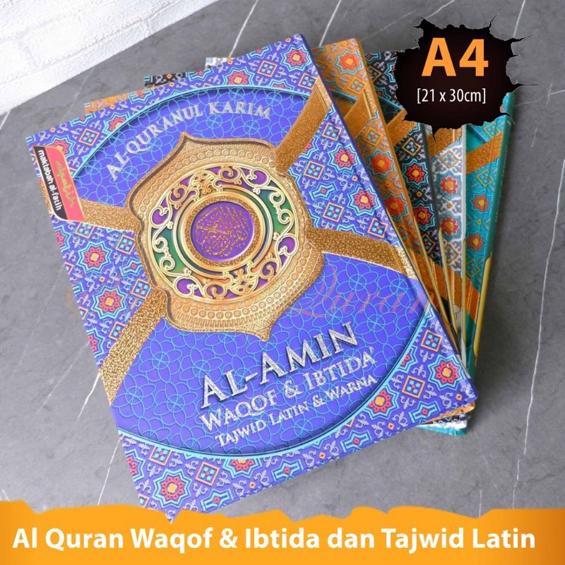 Al-Quran Waqof & Ibtida' Tajwid Latin & Warna Al Amin A4