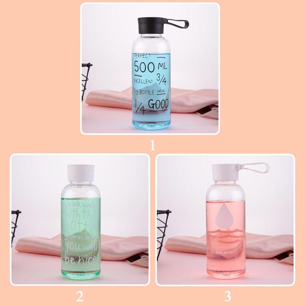 Top 600ML Botol Air Minum Wanita Pria Kettle Transparan Anti Bocor