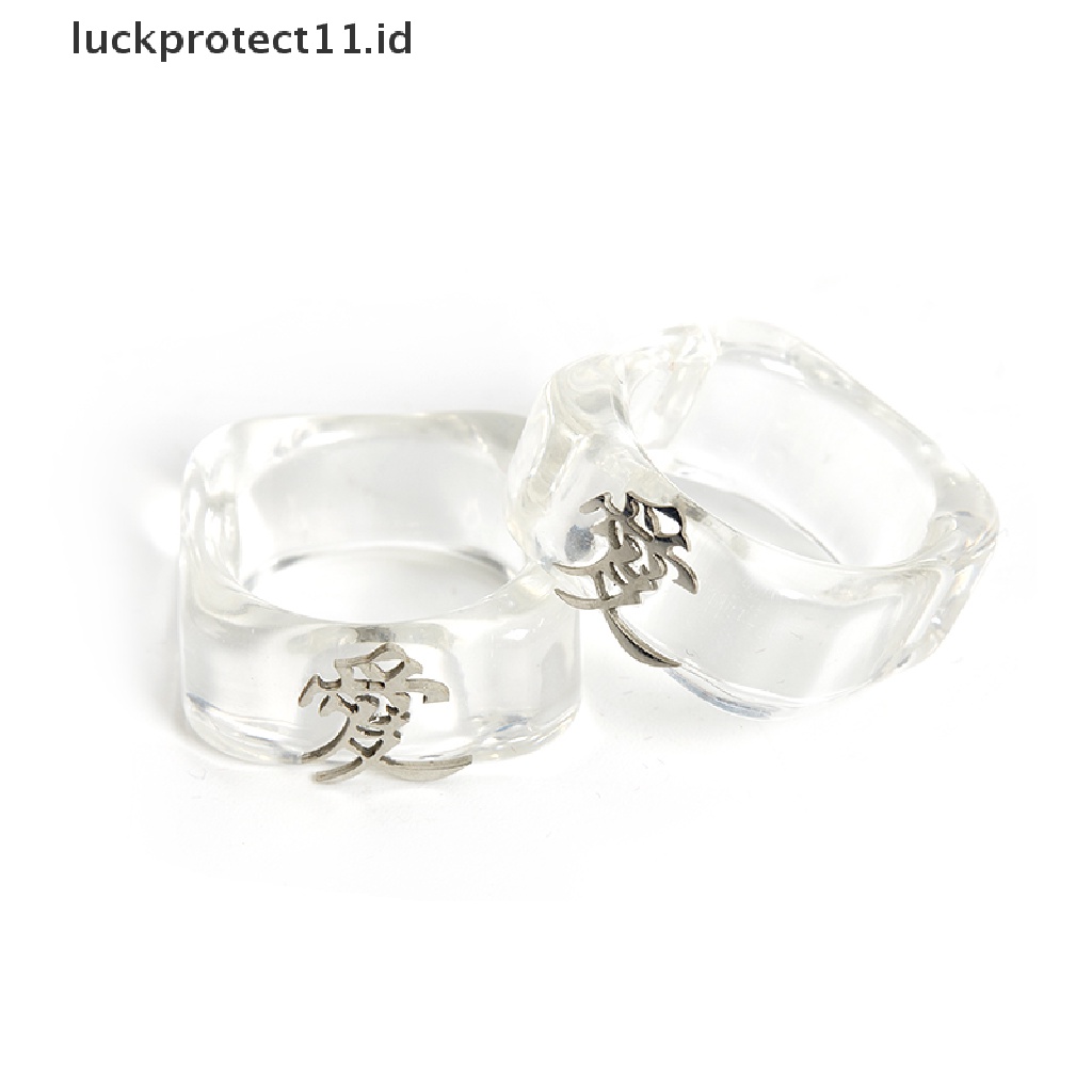/Fashion Hot// Fashion Hot// Korea Love Resin Transparan Cincin Wanita Vintage Hadiah Persahabatan Pesta Punk Ring.