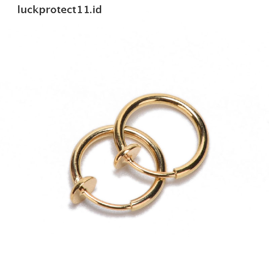 /Fashion Hot// Fashion// 2PC Anting Tusuk Palsu Punk Klip On Tubuh Hidung Bibir Cincin Hoop Telinga Unisex.