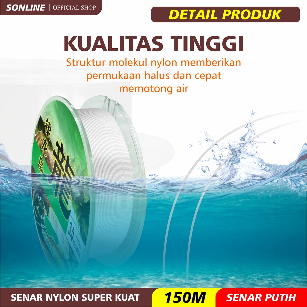 SONLINE Tali Pancing  Yinlongdao Senar Pancing 150m Bahan Nilon Daya Tahan Kuat