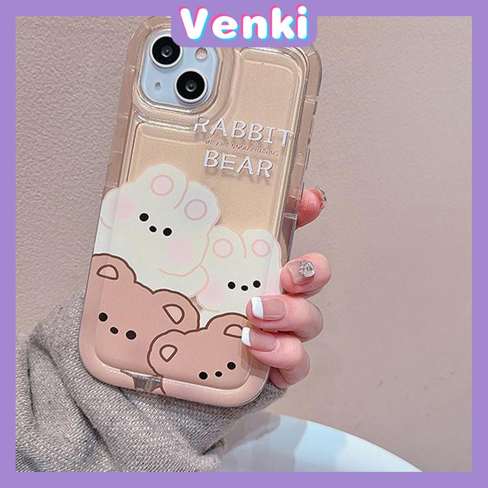 Case For iPhone 14 Pro Max TPU Soft Jelly Airbag Clear Case Cute Cartoon Rabbit and Bear Camera Protection Shockproof For iPhone 14 13 12 11 Plus Pro Max 7 Plus X XR