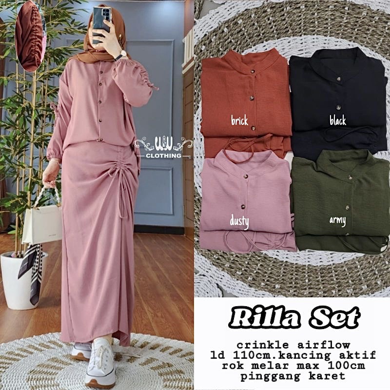 RILLA Set LD110 - Set Rok Crinkle Setelan Wanita Kekinian / 527-7161