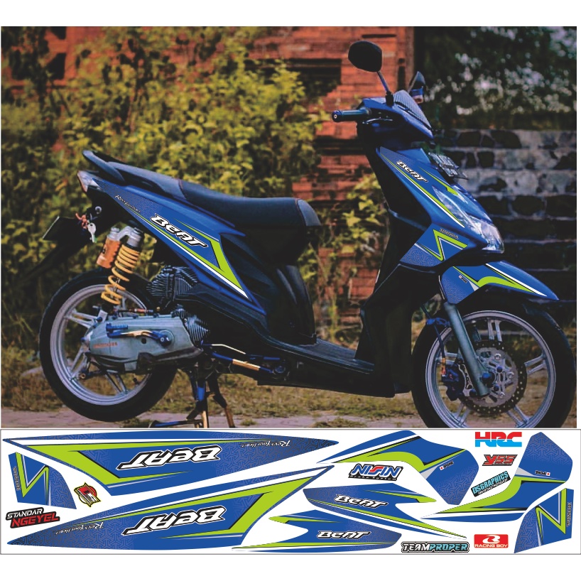 COD STRIPING/STICER BEAT KARBU VARIASI WARNA BIRU LIS HIJAU