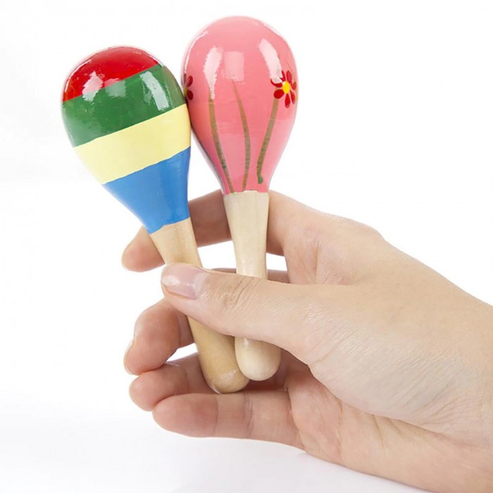 MAINAN MUSIK BAYI MARACAS BABY STIK KERINCINGAN RATTLE MARAKAS KAYU WOODEN TOYS RATTLE STICK