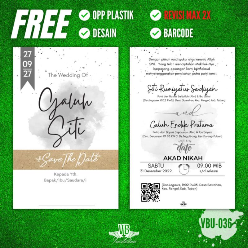 UNDANGAN WEDDING FREE PLASTIK KARTU UNDANGAN SYUKURAN BIRTHDAY INVITATION ULANG TAHUN ANAK BLACK WHI