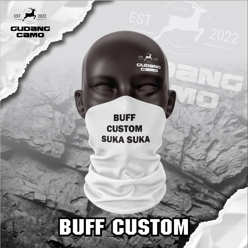 Buff Mancing Camo dan Custom Bahan Spandex Balon Premium (Desain suka suka)