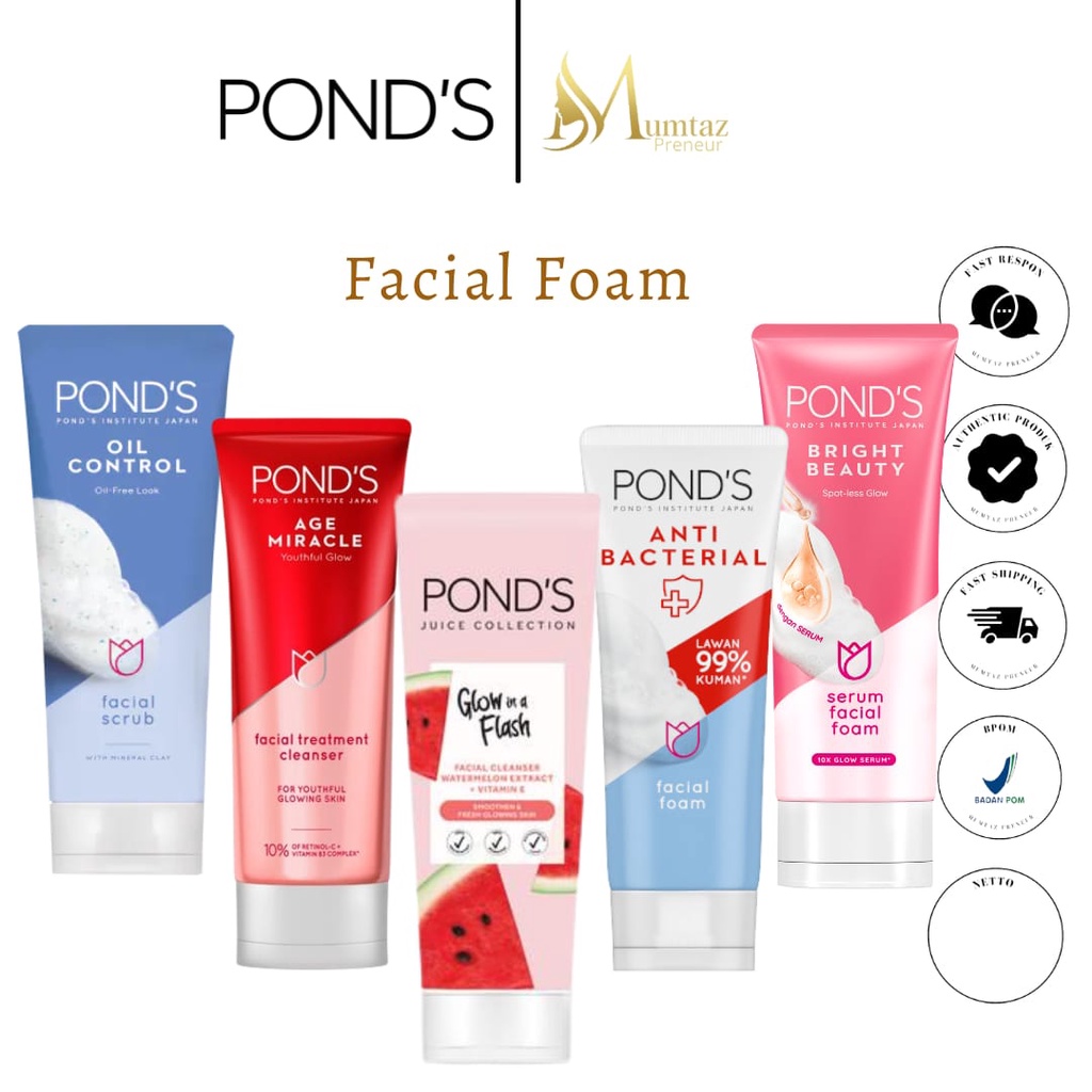 PONDS FACIAL FOAM BRIGHT BEAUTY PURE BRIGHT OIL CONTROL SEMANGKA ALL VARIAN PEMBERSIH WAJAH PEELING 