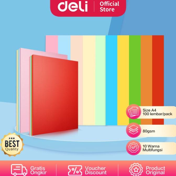 

Deli Kertas Print Fotocopy Berwarna A4 80gsm 5 Warna 100 Lembar 7788
