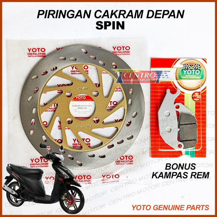 PIRINGAN CAKRAM DEPAN SUZUKI SPIN 125. BONUS KAMPAS REM. YOTO GENUINE PARTS