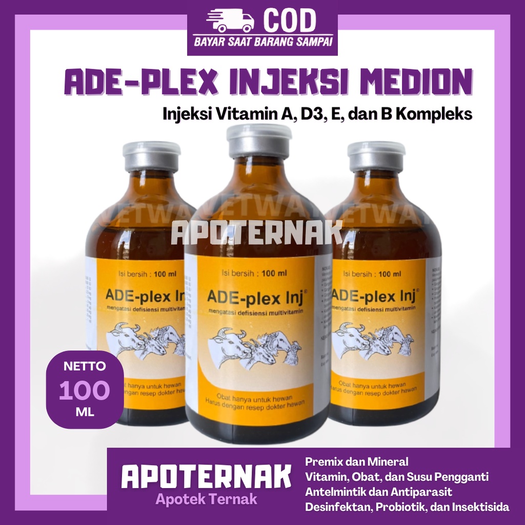 ADE Plex Injeksi 100 ml | Vitamin ADE dan B Complex Lengkap | MEDION | Apoternak
