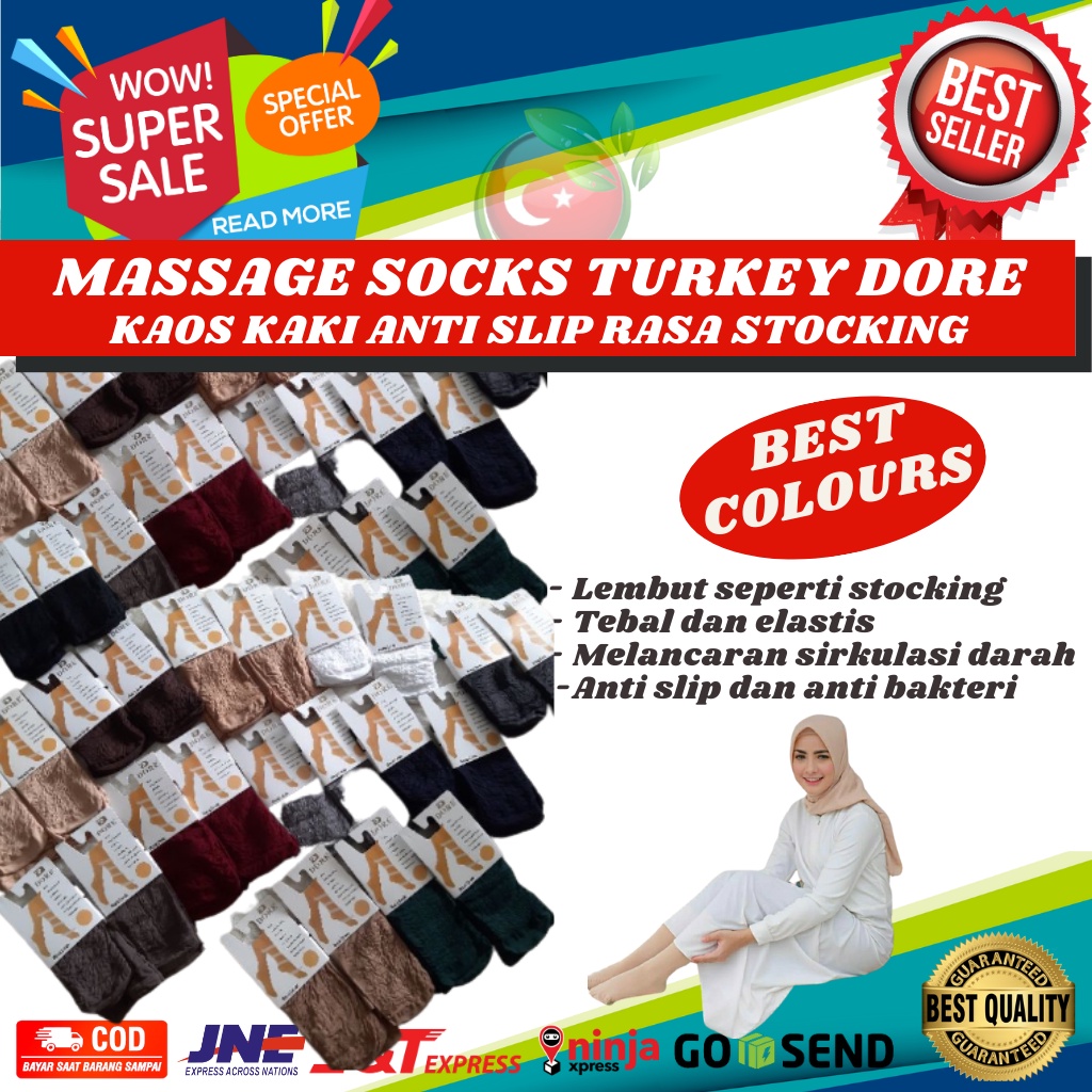 KAOS KAKI TURKI DORE ORIGINAL - KAOS KAKI RASA STOCKING, ANTI SLIP, ANTI BAKTERI, NYAMAN &amp; ELEGAN