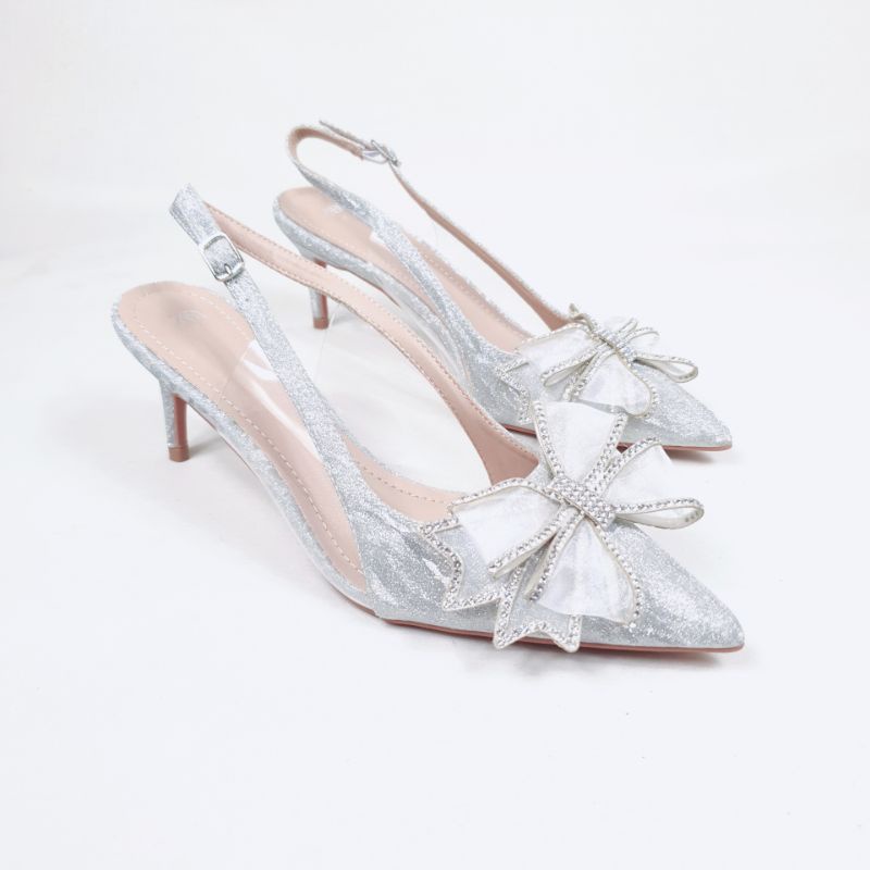 PROMO ZR Slingback Glitter Heels with Ribbon 5 cm &amp; 7 cm + FREE PAPERBAG