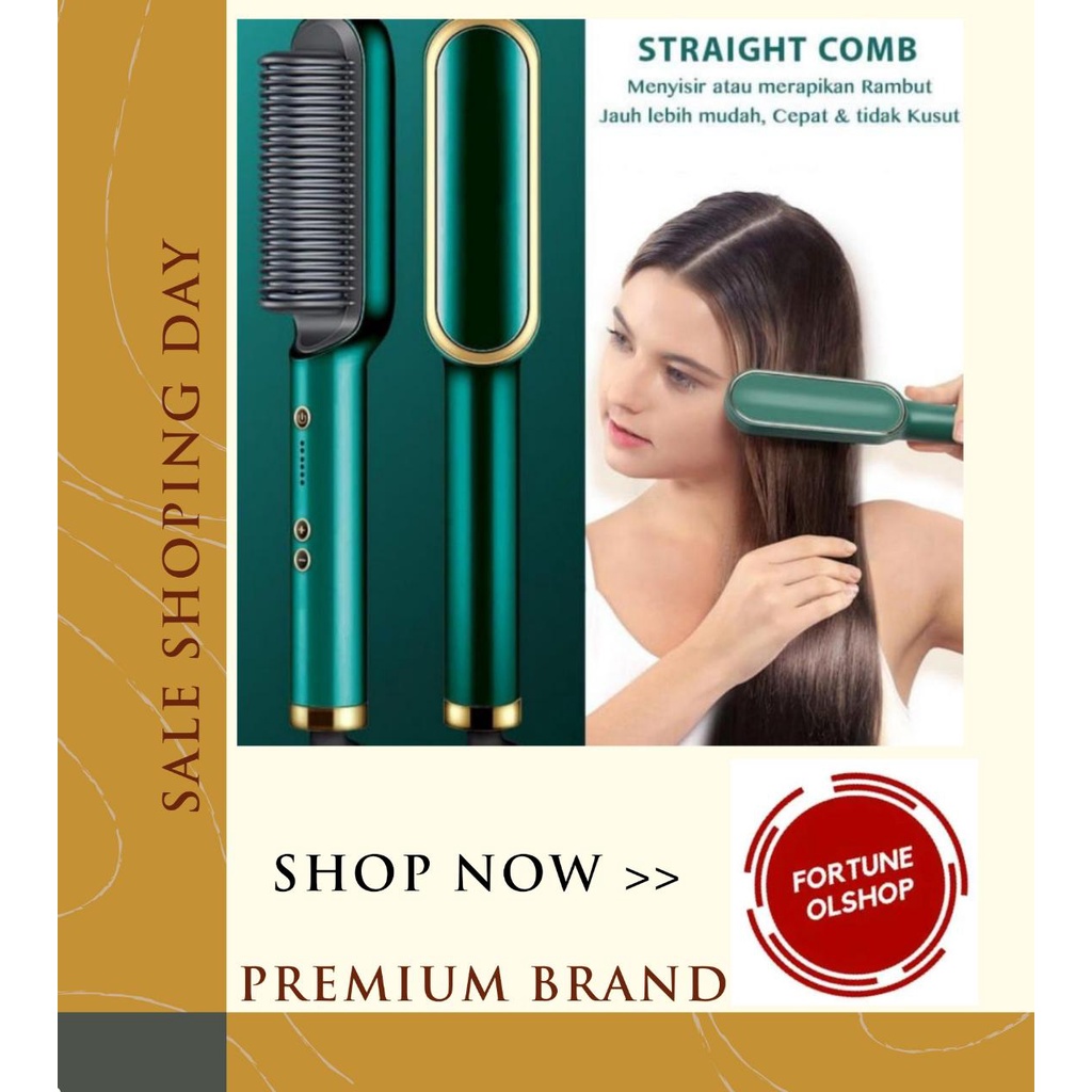 (FO) Catokan Sisir Pelurus Rambut Hair Straightener Curler 2 in 1