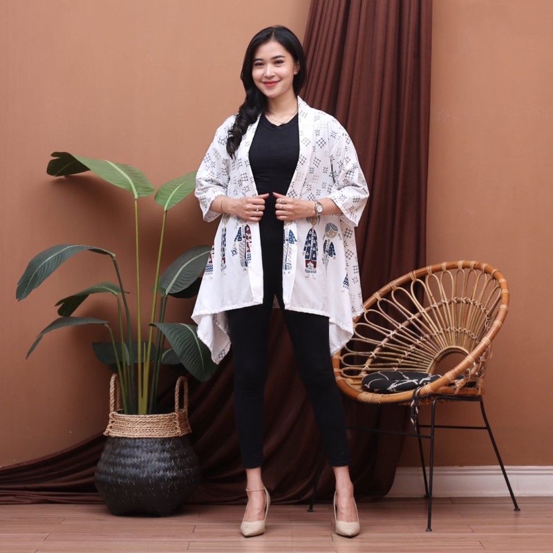 BLAZER CARDIGAN WANITA BATIK BU TEJO KINANTI BAJU KERJA MODERN