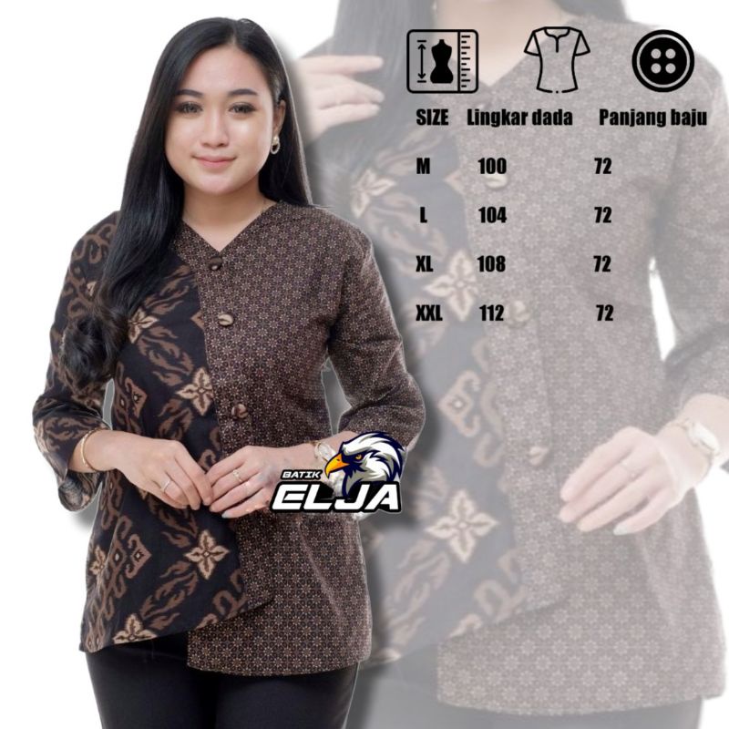 Batik Wanita Atasan Blouse Modern Kerja Premium Kekinian Terbaru Kantor