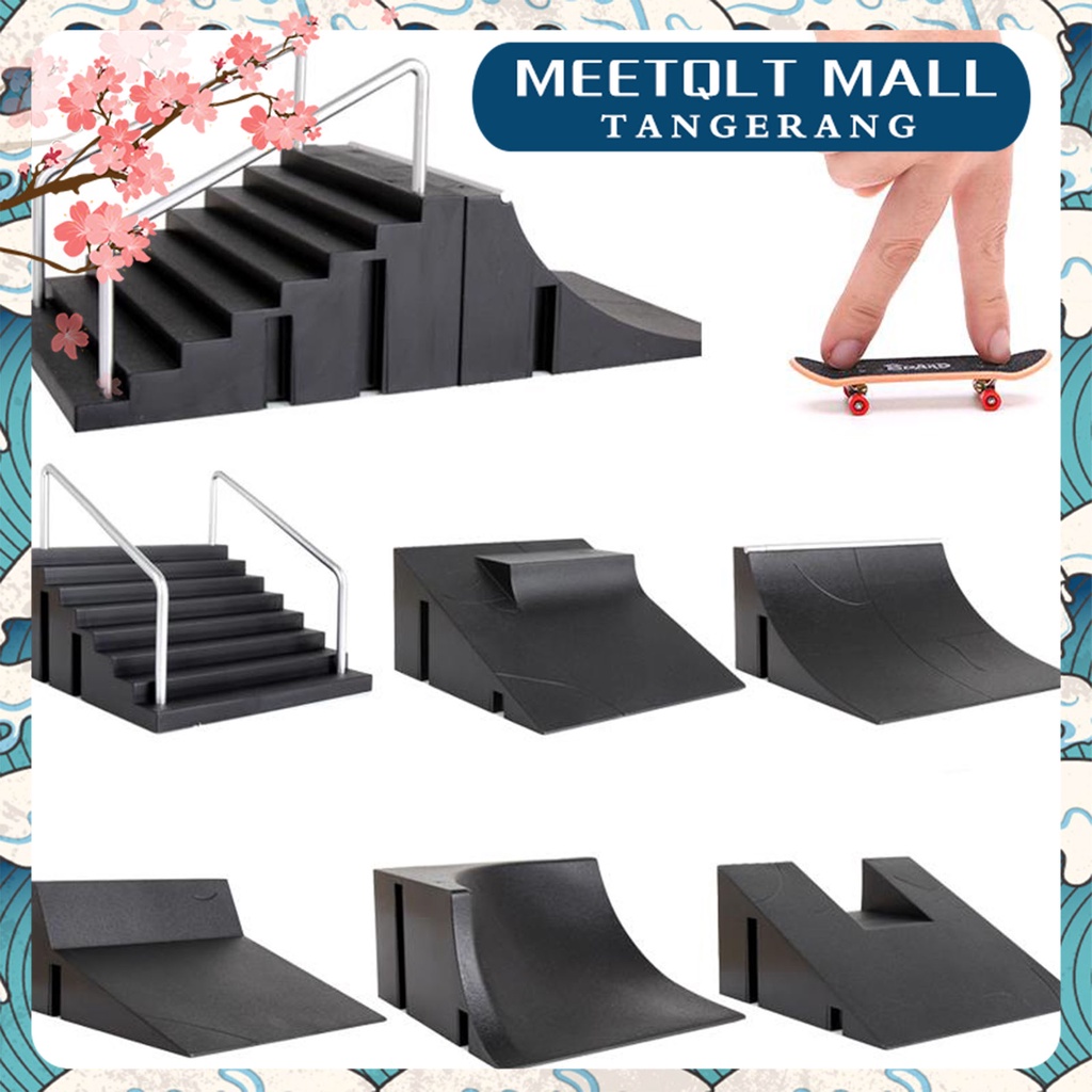 Set Mainan Skateboard Jari Dengan 6 Mini Field Arena Skateboard SkatePark Ramp